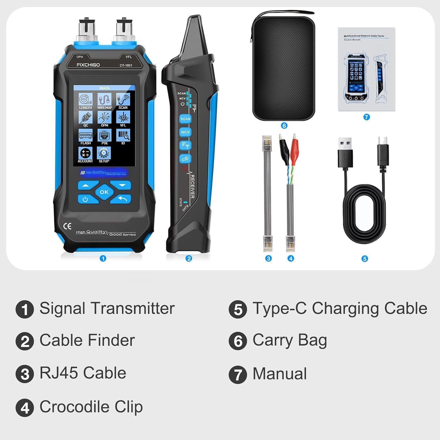 Probador de Cable de Red FIXCHIGO 10 en 1 600m OPM VFL