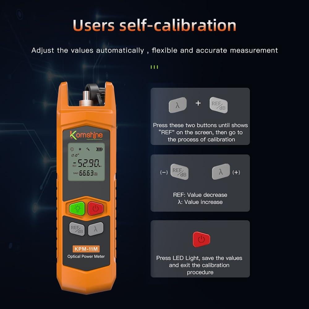 Medidor de Potencia de Fibra Óptica Komshine KPM-11M -50 a +26dBm