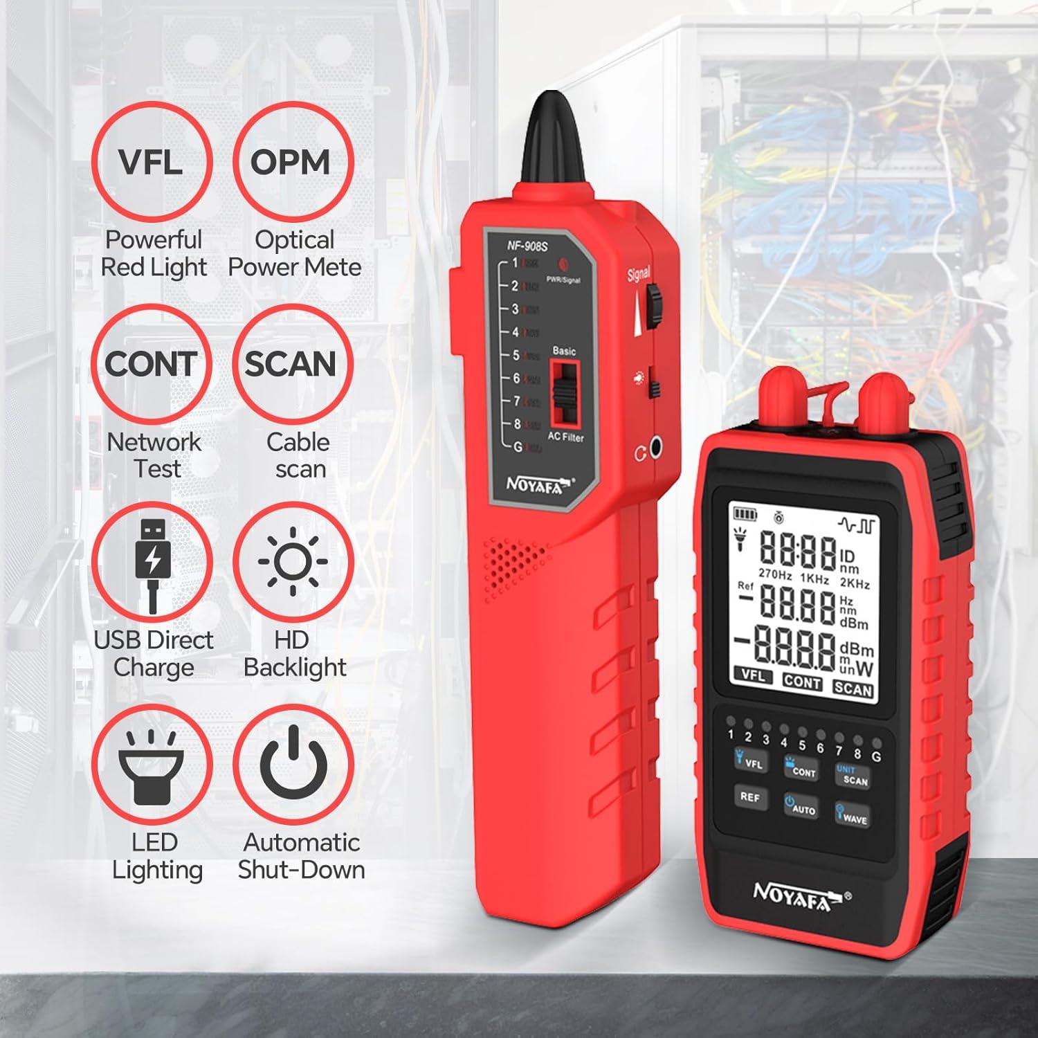 Probador de Fibra Óptica NOYAFA NF-908S con Medidor de Potencia