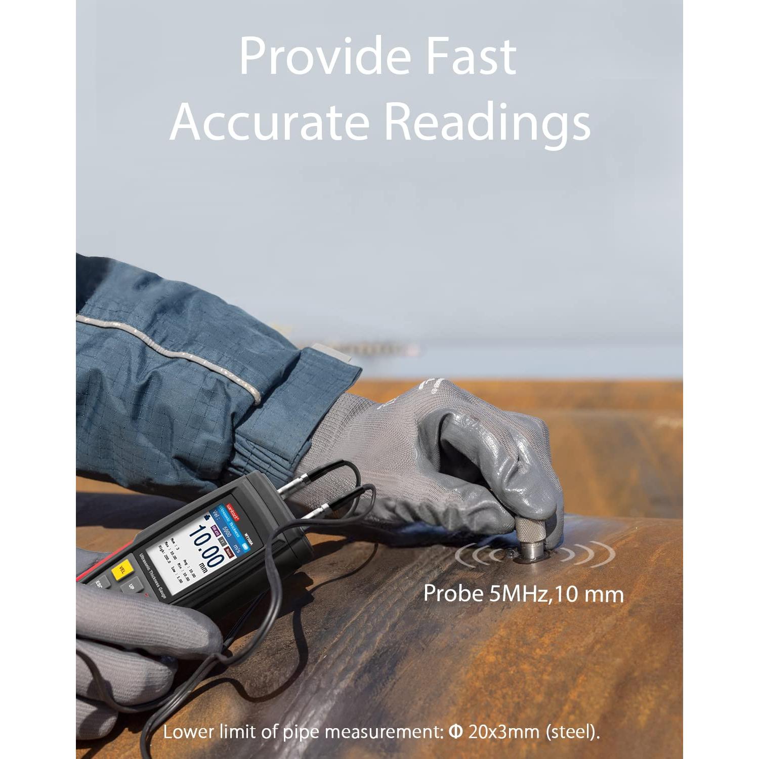 Medidor Digital de Espesor Ultrasónico Wintact WT100A 1-300mm