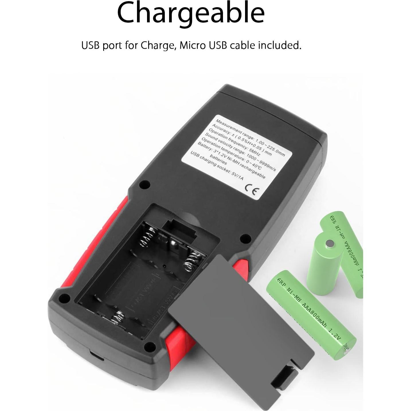 Medidor Digital de Espesor Ultrasónico Wintact WT100A 1-300mm