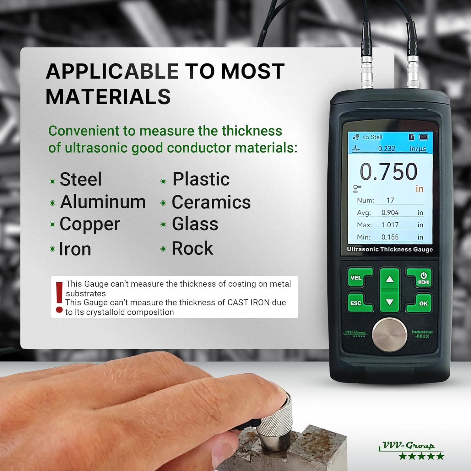 Medidor de Espesor Ultrasónico Industrial-882X - 1-300mm