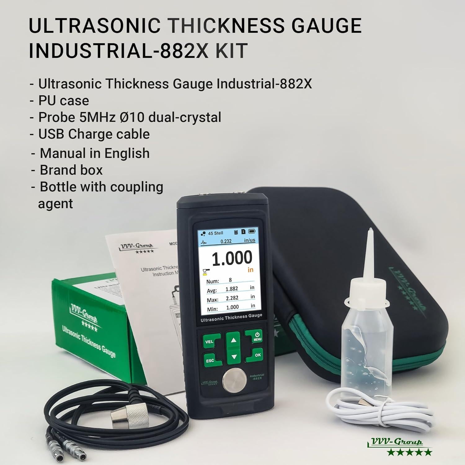 Medidor de Espesor Ultrasónico Industrial-882X - 1-300mm