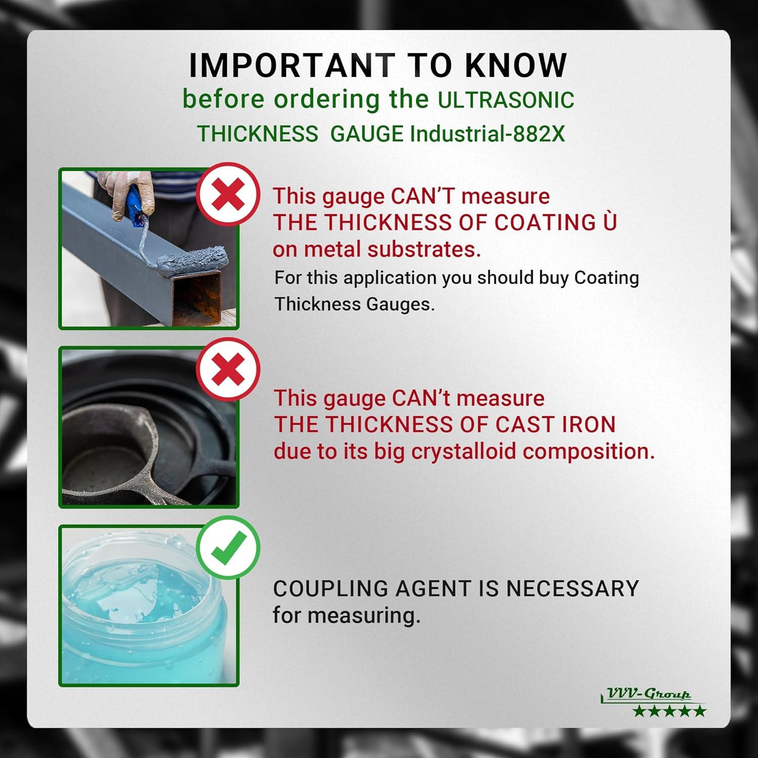 Medidor de Espesor Ultrasónico Industrial-882X - 1-300mm