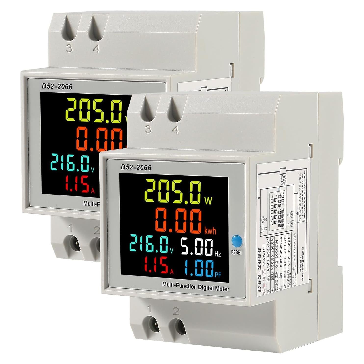 Medidor Digital de Energía Monofásico DWEII D52-2066 2Pack