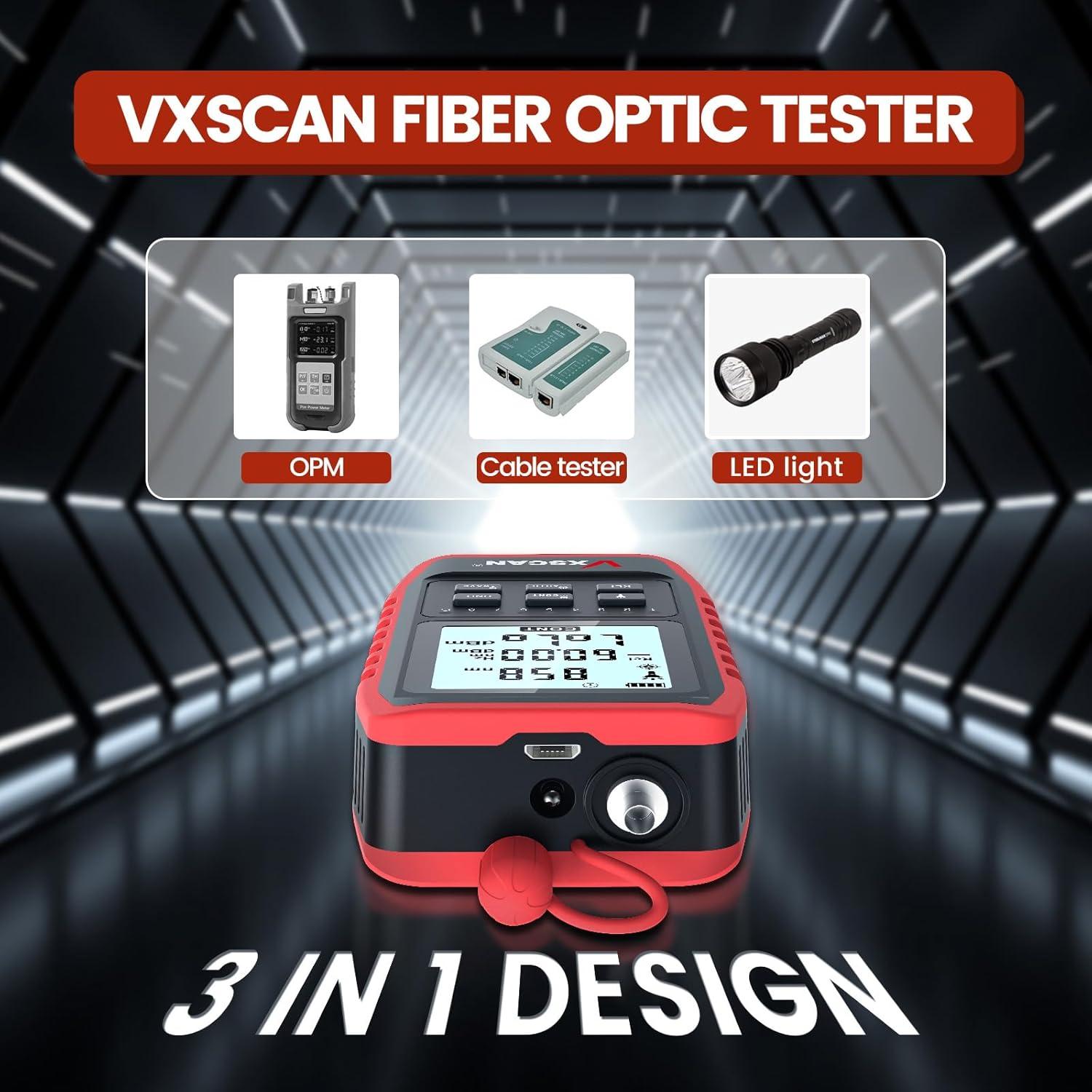 Probador de Fibra Óptica VXSCAN 3 en 1 - Medidor y Prueba RJ45
