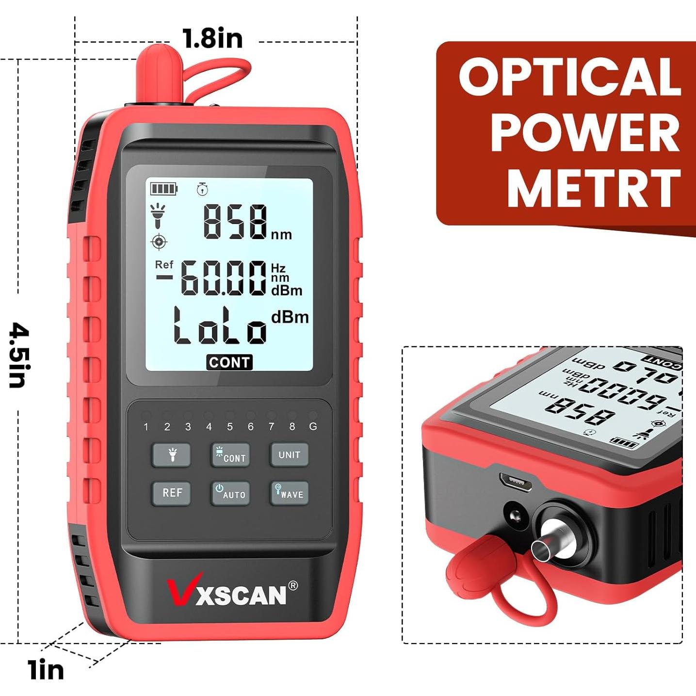 Probador de Fibra Óptica VXSCAN 3 en 1 - Medidor y Prueba RJ45