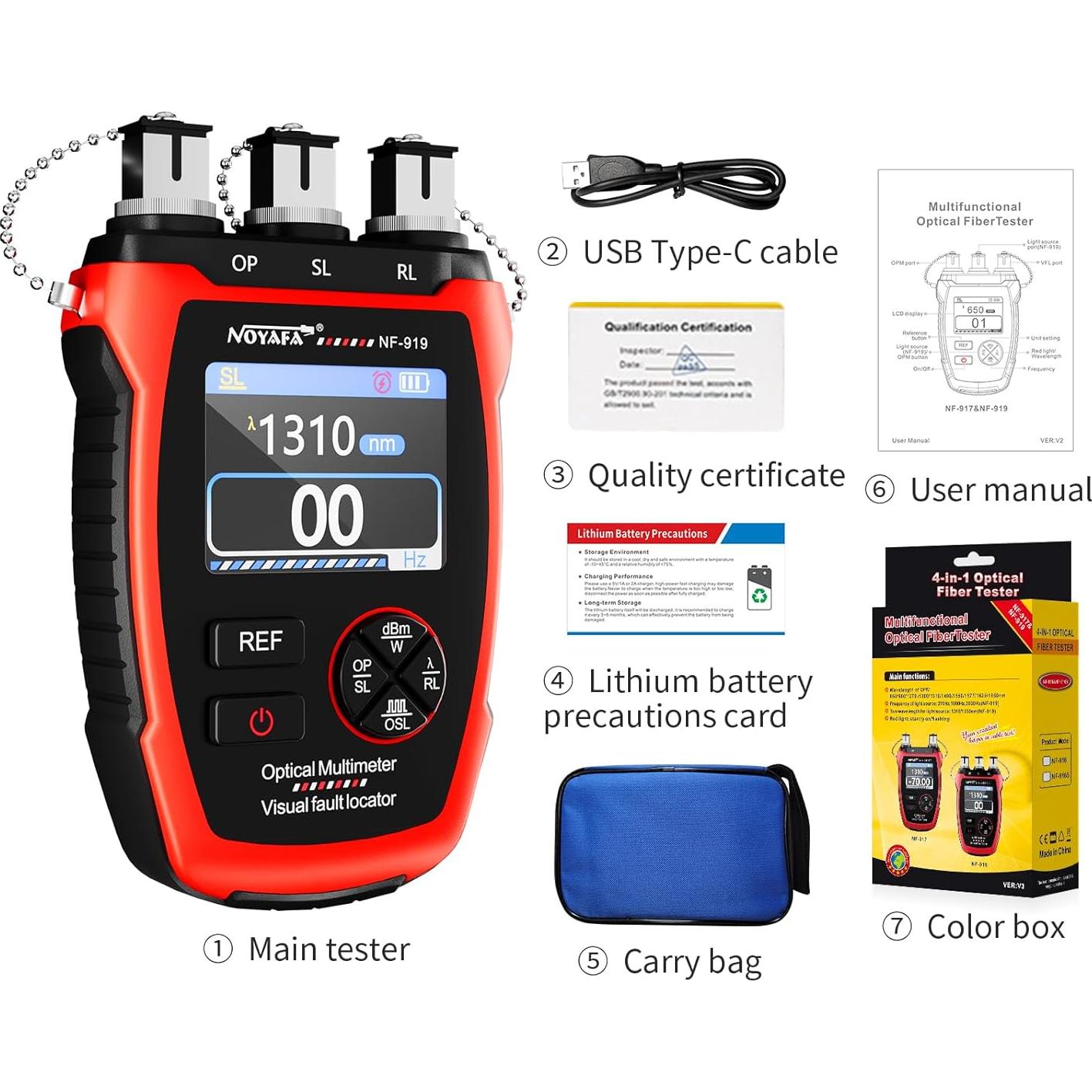 Medidor de Potencia Óptica NOYAFA NF-919 3 en 1 con Localizador