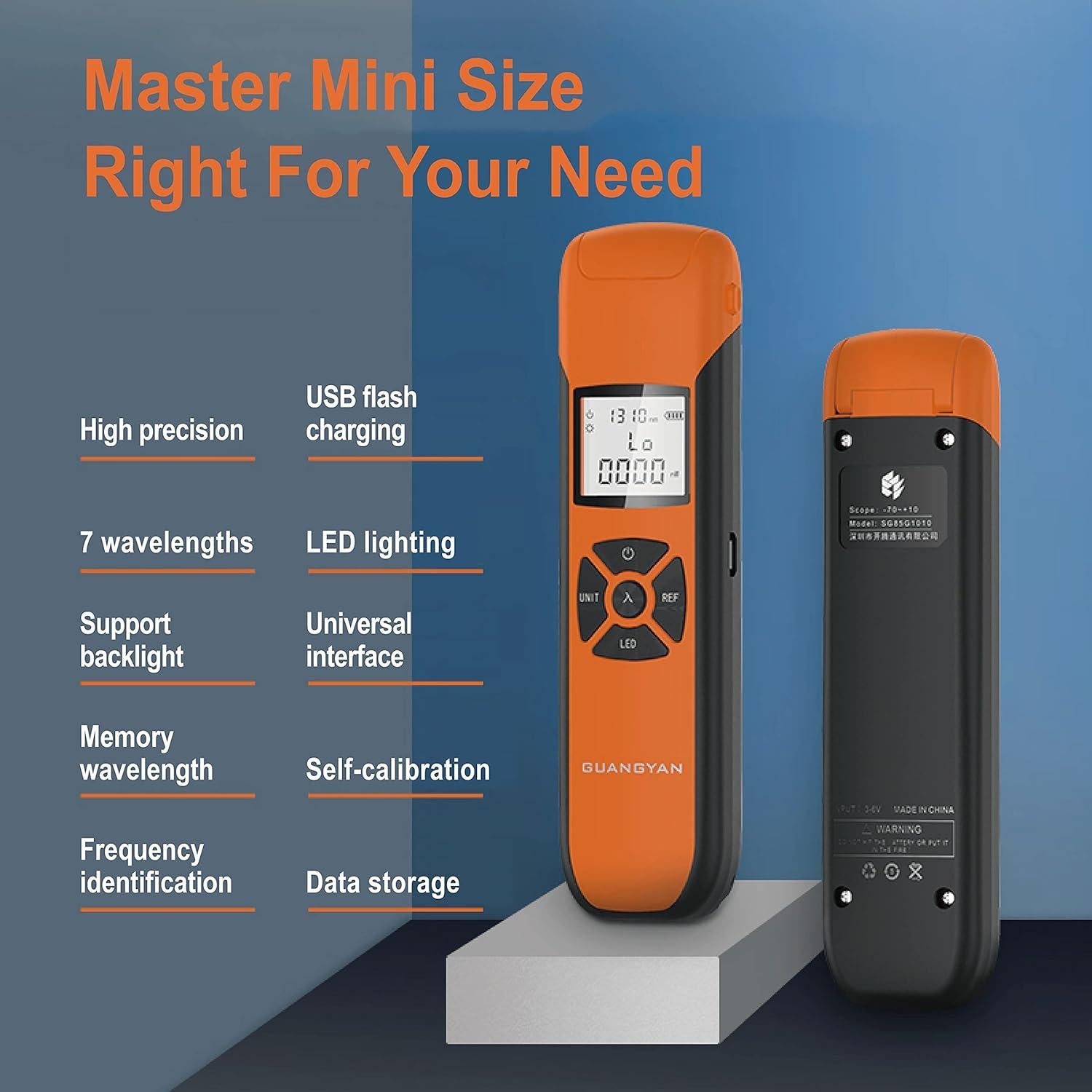 Medidor de Potencia Óptica G-10 -70 a +10 dBm Recargable