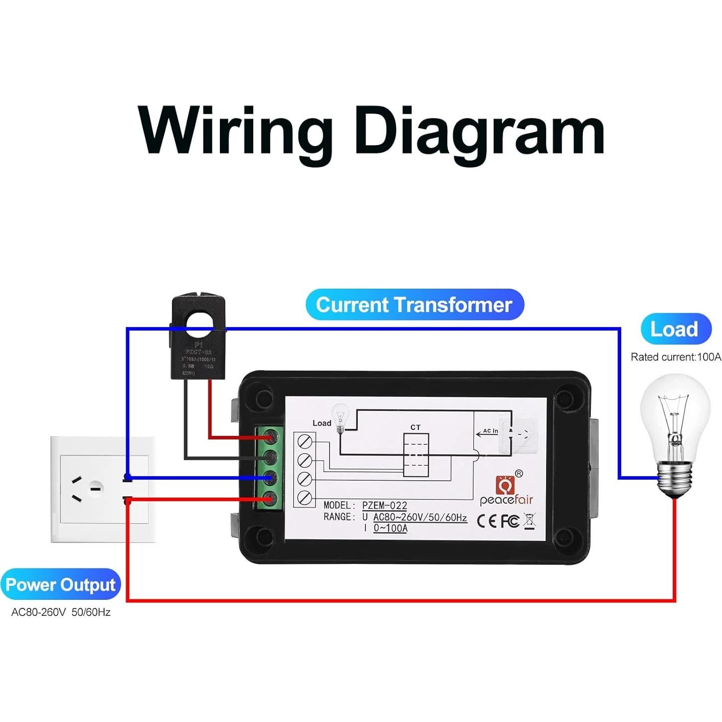 Medidor Digital AC 100A ATNSINC con Pantalla LCD 6 en 1