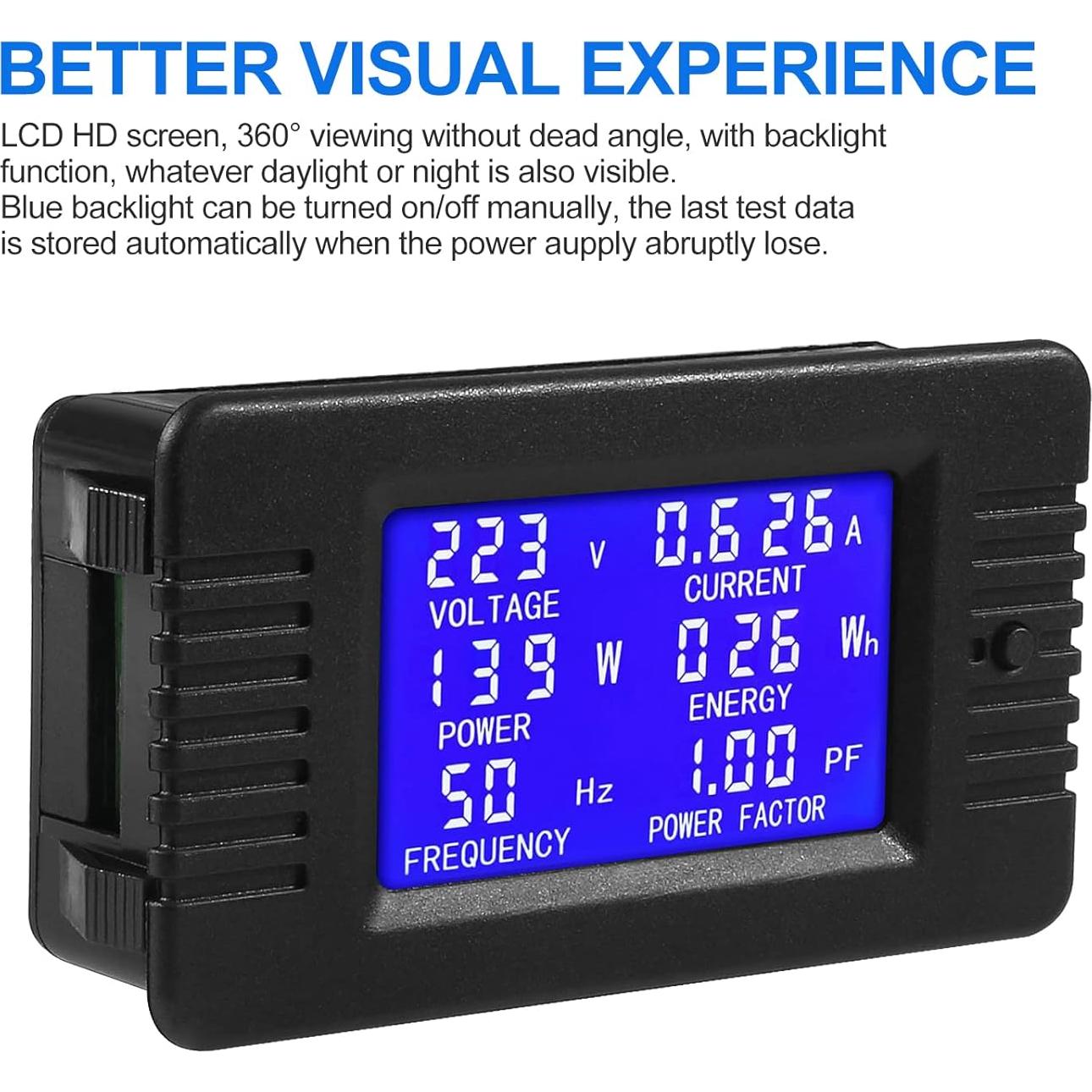 Medidor Digital AC 100A ATNSINC con Pantalla LCD 6 en 1