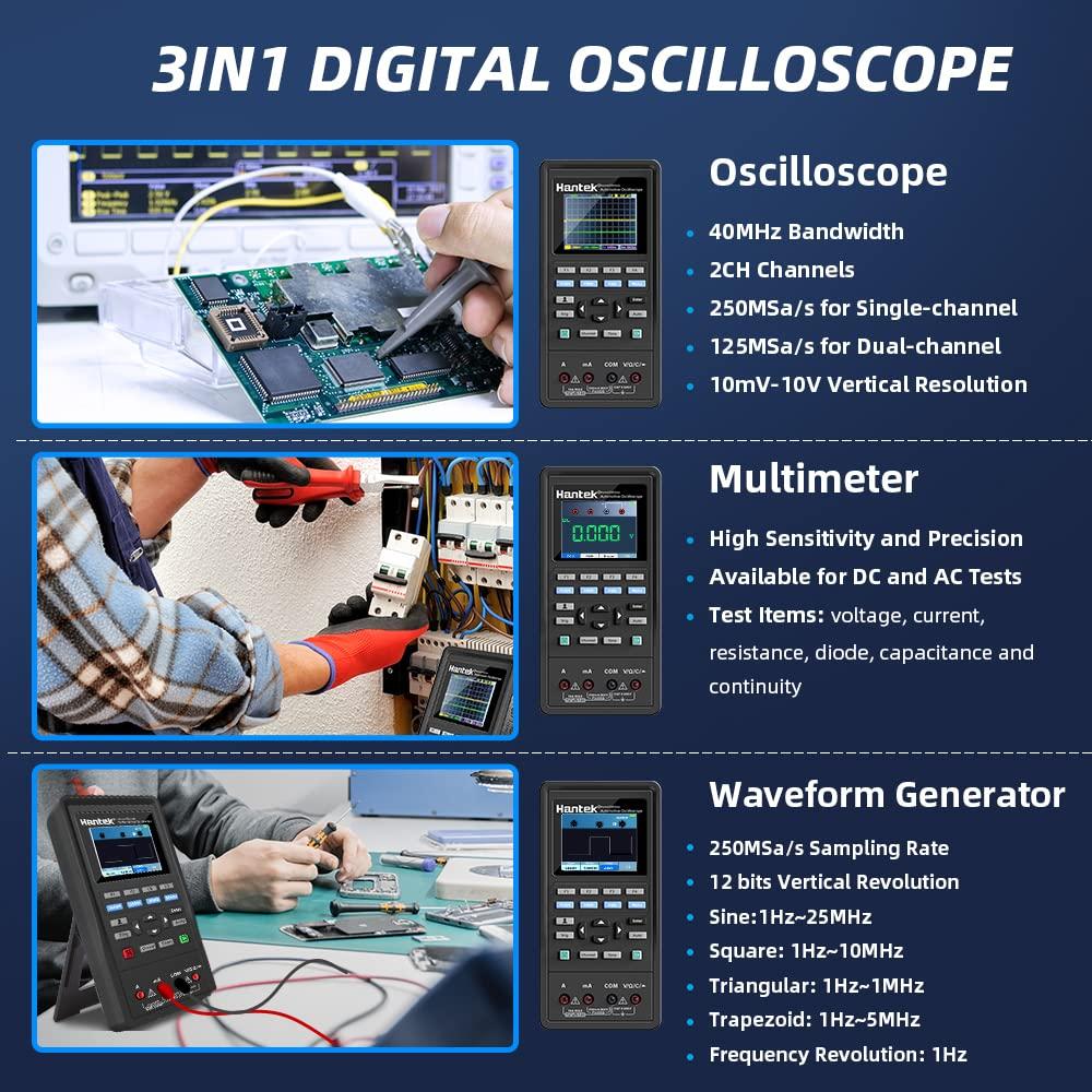 Osciloscopio Digital Hantek 2D42 40MHz 2CH Multímetro Generador