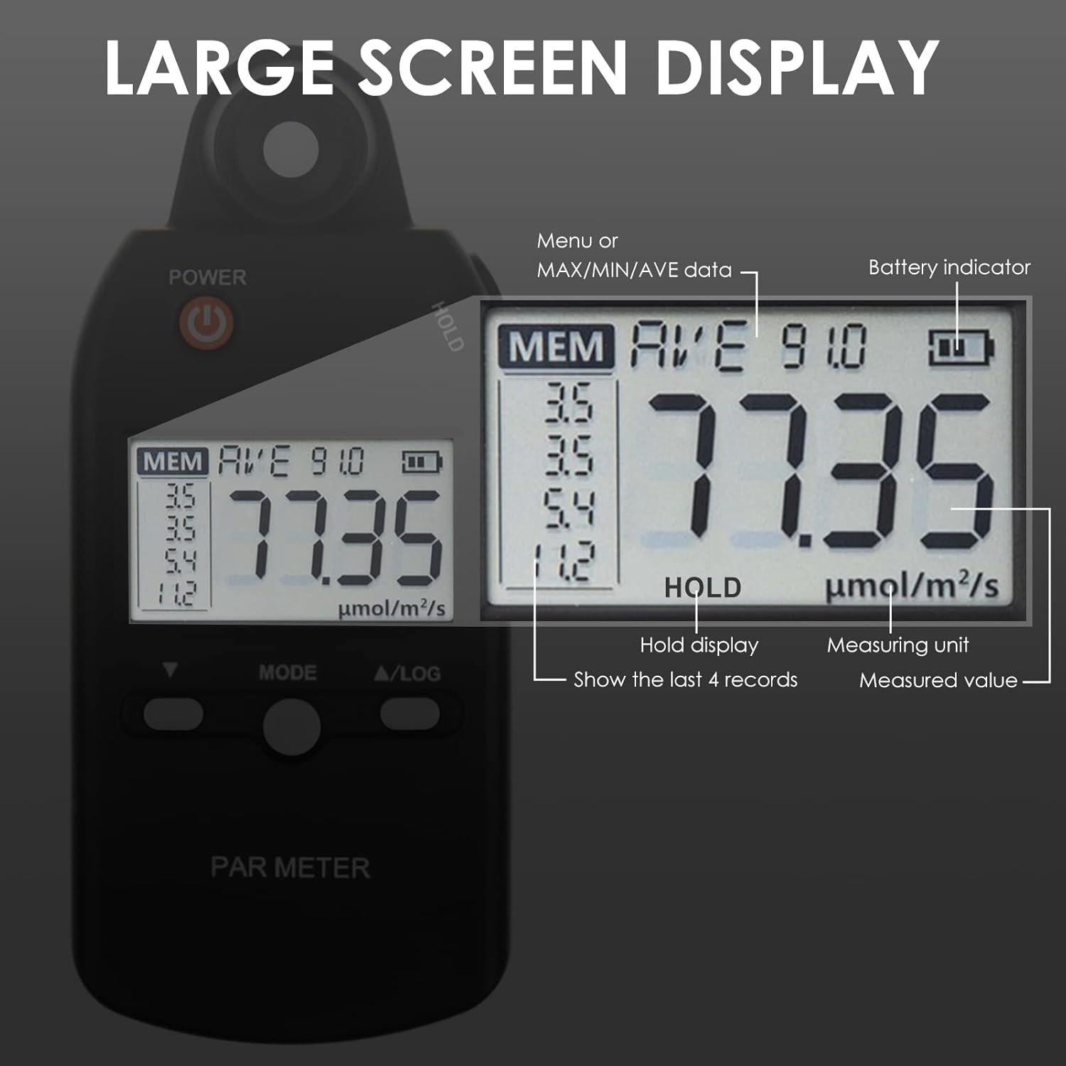 Medidor PAR Quantum DANOPLUS DP-355 para Fotosíntesis 0-5000 µmol/m²/s