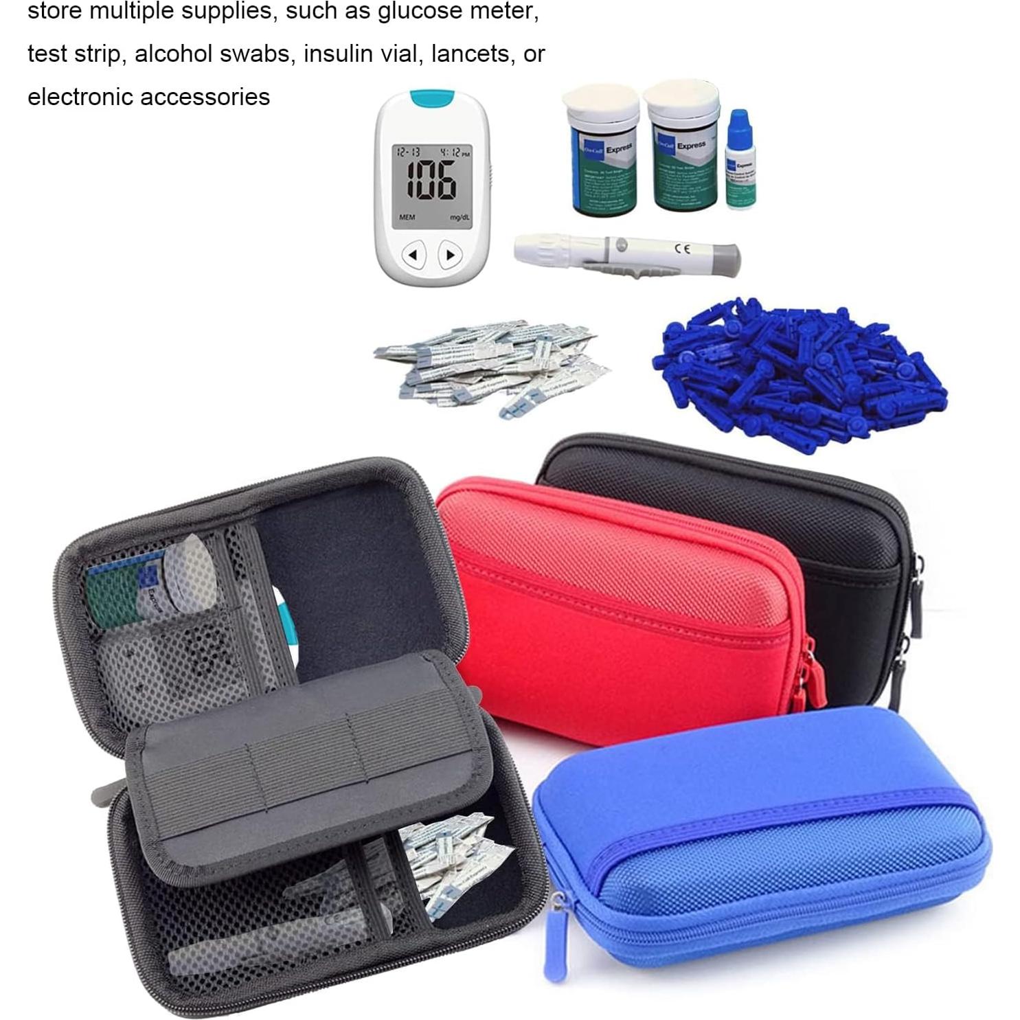 Estuche de viaje duro Cecety para kit de diabetes Azul