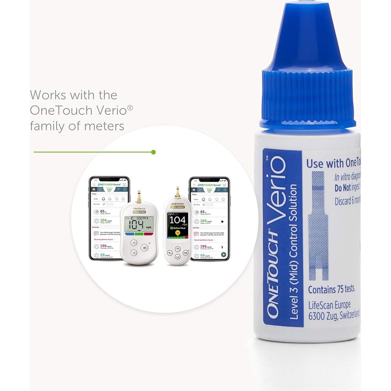 Solución de Control OneTouch Verio 385 ml para Diabetes