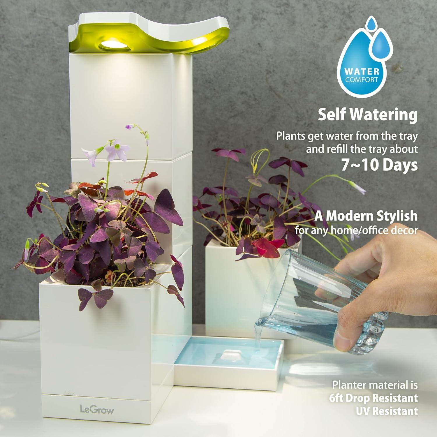 Maceta Interior LeGrow con Luz LED y Autorriego - 2 Unidades