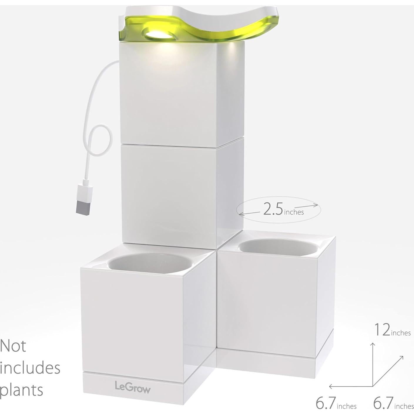 Maceta Interior LeGrow con Luz LED y Autorriego - 2 Unidades