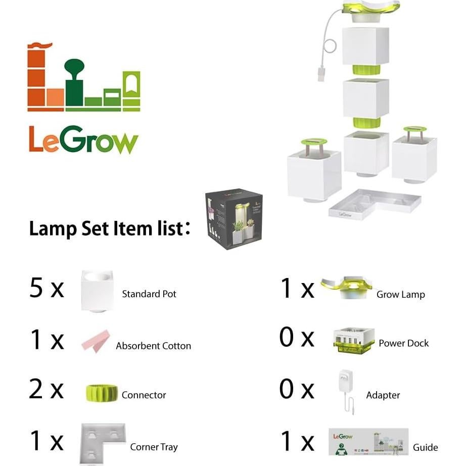 Maceta Interior LeGrow con Luz LED y Autorriego - 2 Unidades