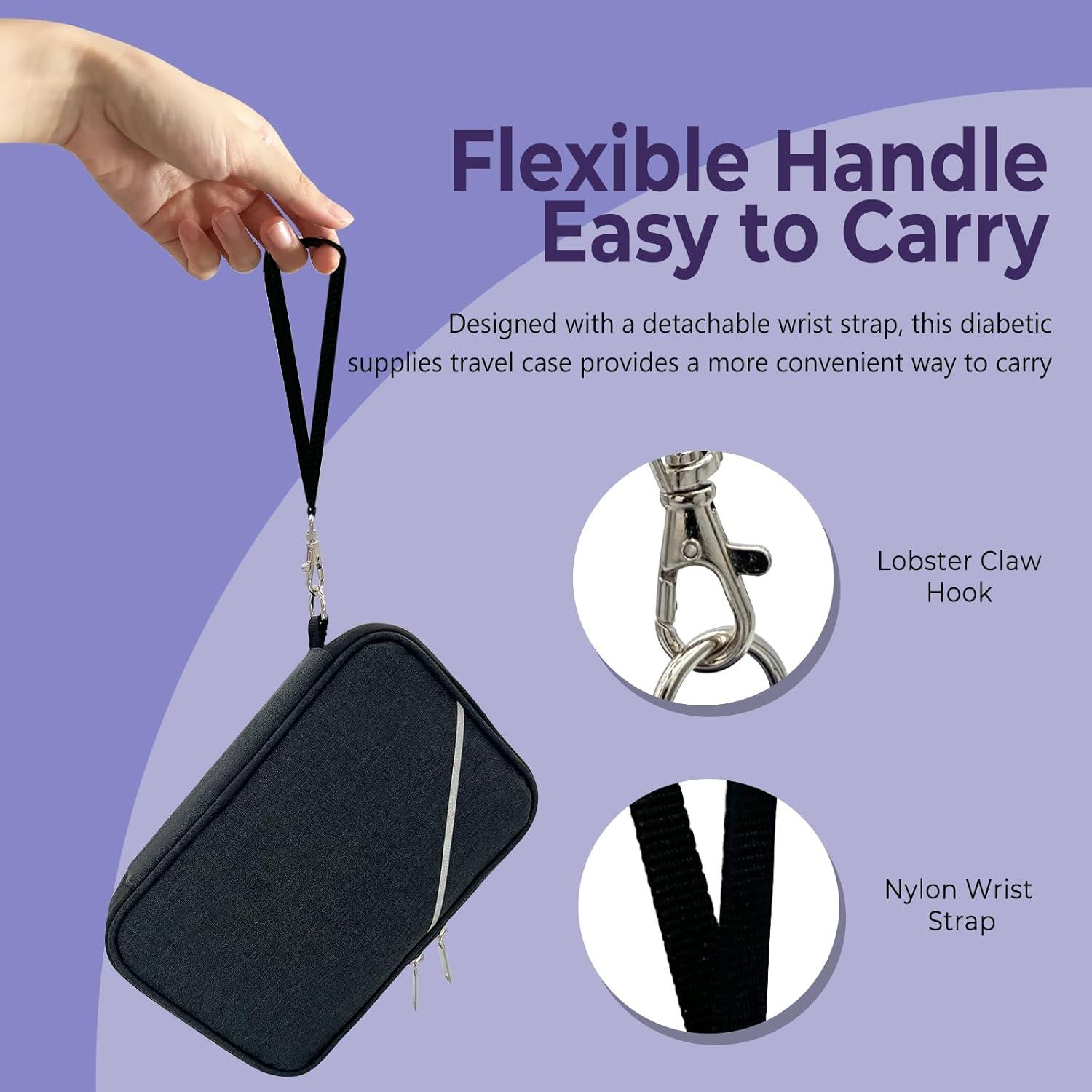 Estuche de Suministros Diabéticos Chelvvg Negro 22.6x14cm