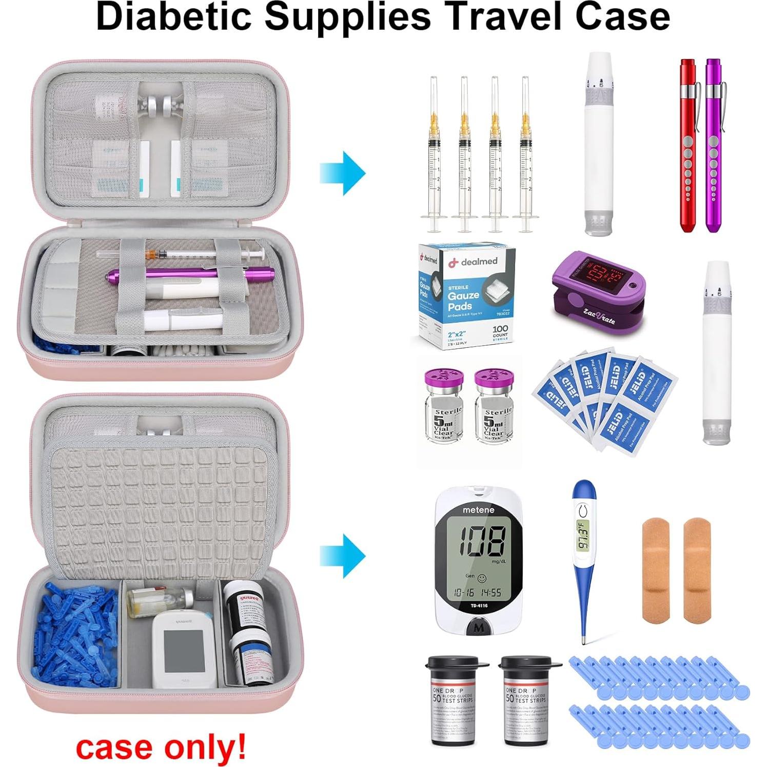 Estuche de Viaje para Suministros Diabéticos Elonbo Oro Rosa