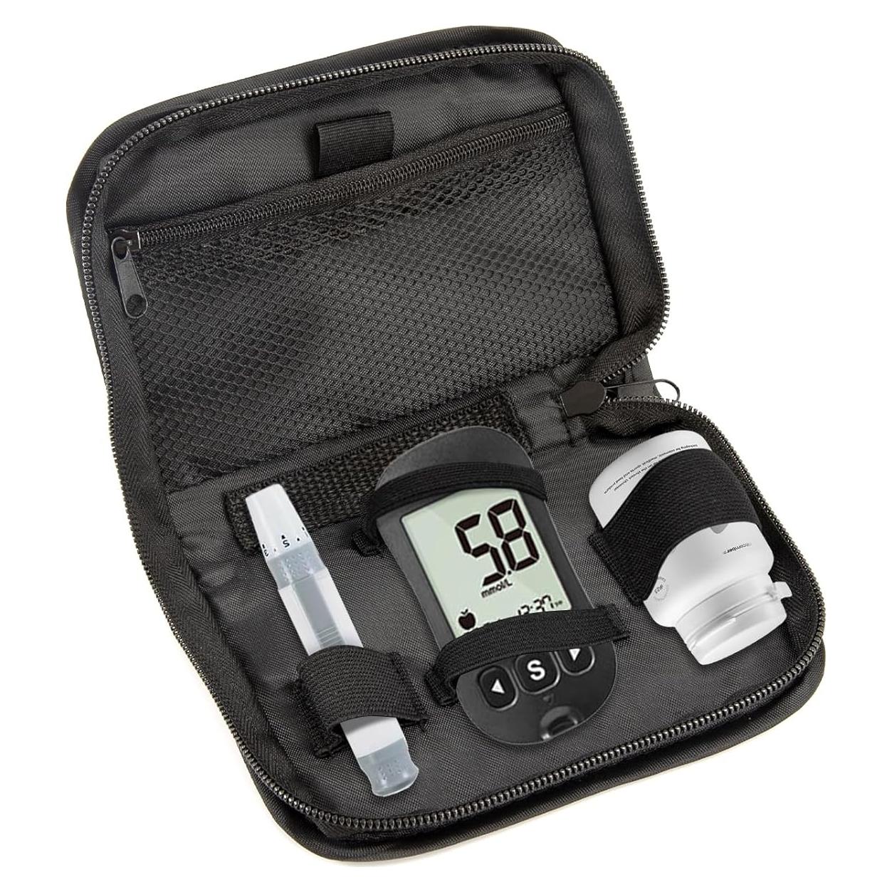 Estuche de Viaje para Suministros Diabéticos AJFHKJ Negro 11.48x15.49cm