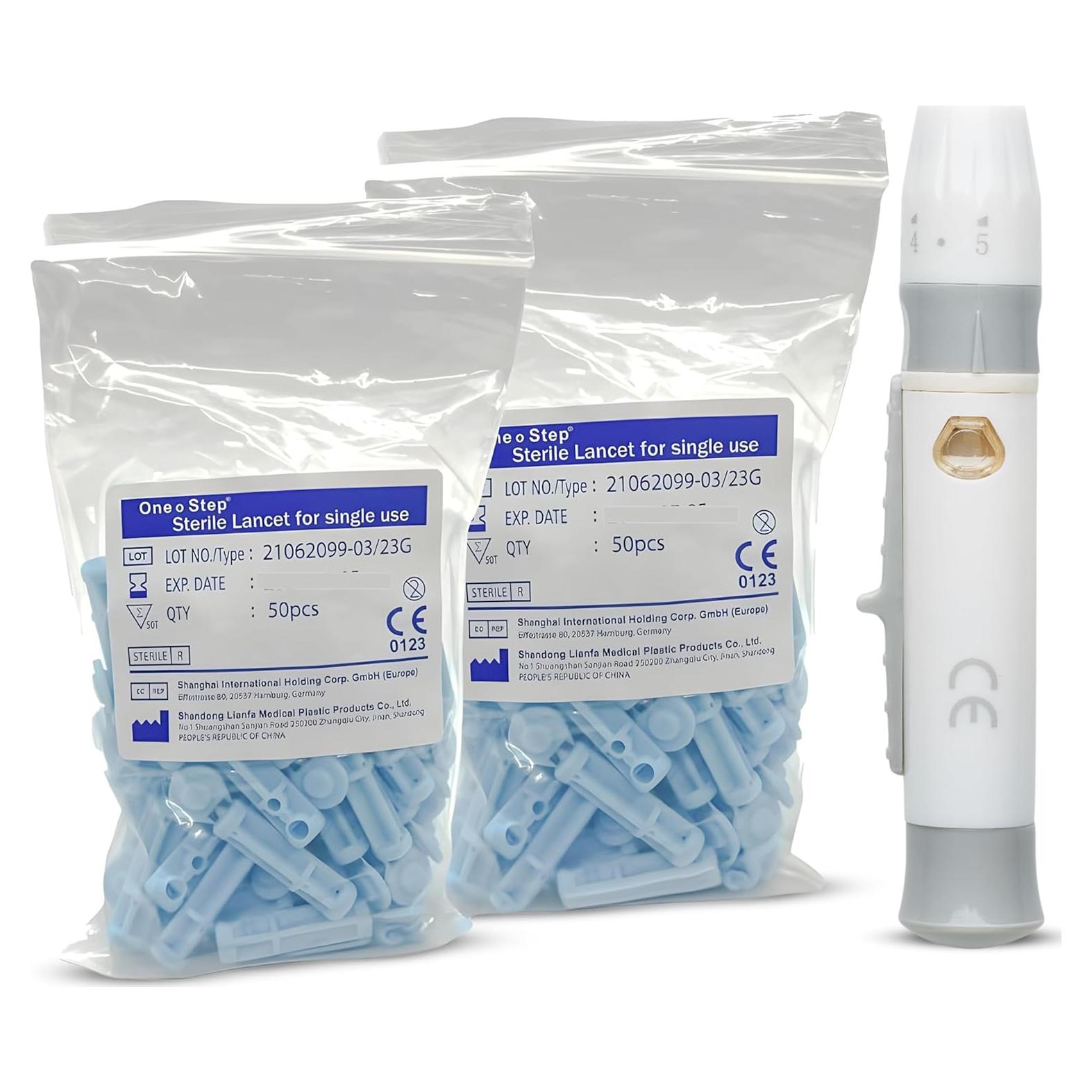 Dispositivo de Punción One Step con 100 Lancetas 23G - Menos Dolor