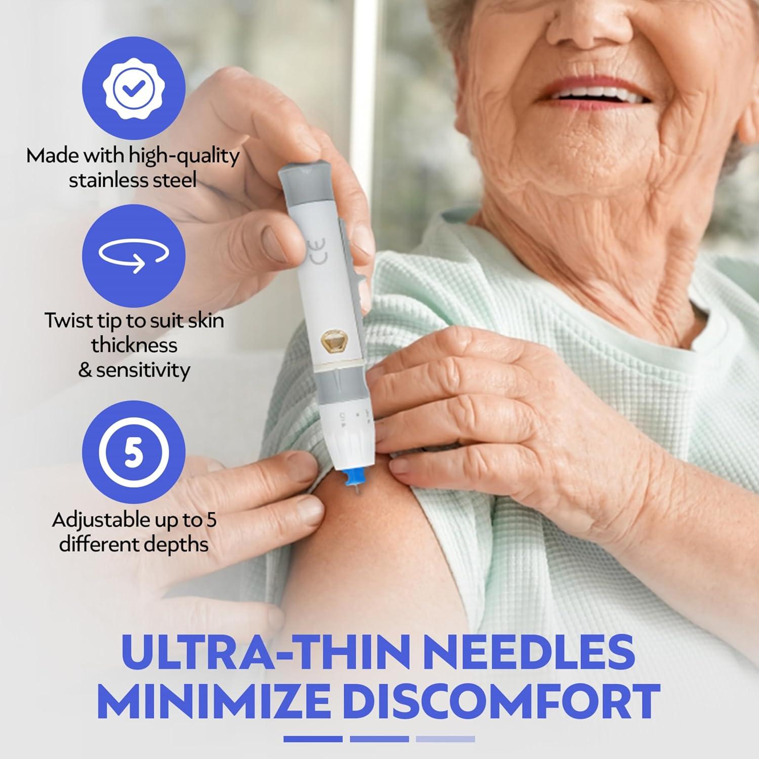 Dispositivo de Punción One Step con 100 Lancetas 23G - Menos Dolor