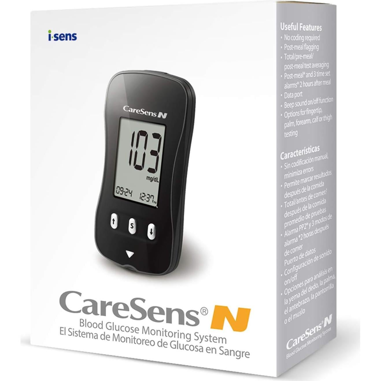 Medidor de Glucosa CareSens N - Rápido y Preciso, Incluye Baterías