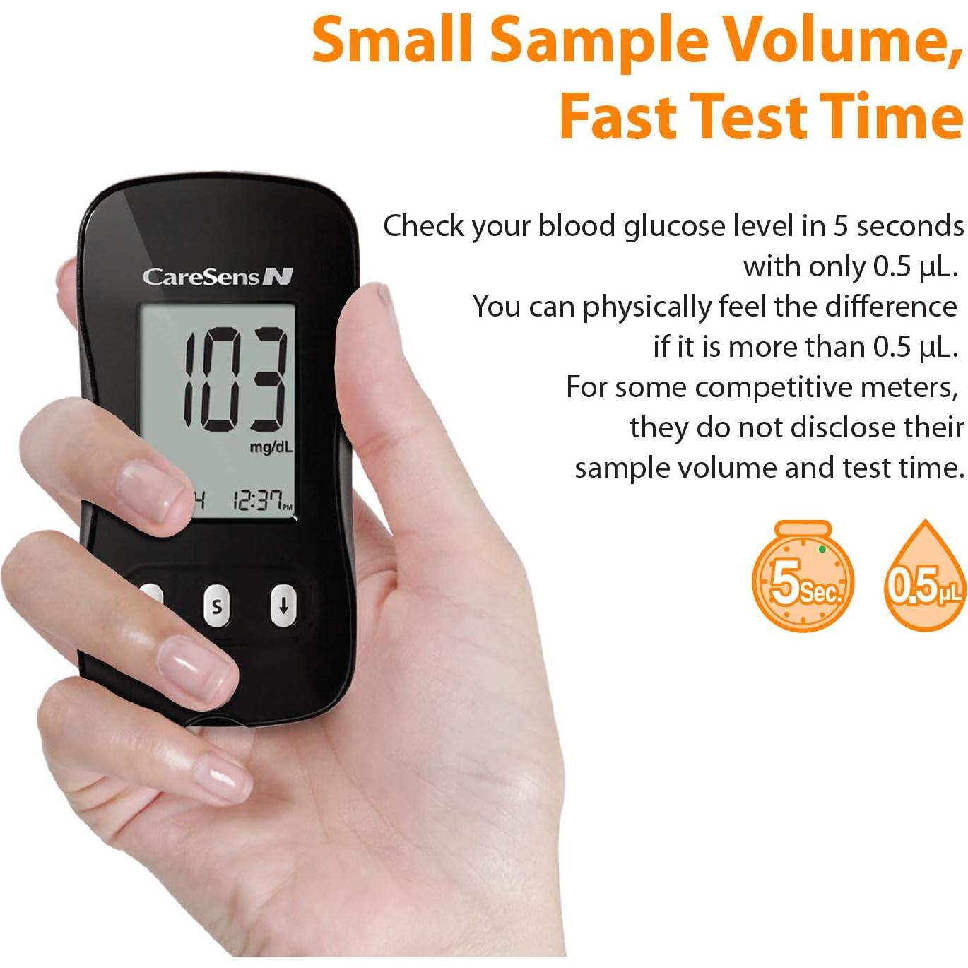 Medidor de Glucosa CareSens N - Rápido y Preciso, Incluye Baterías