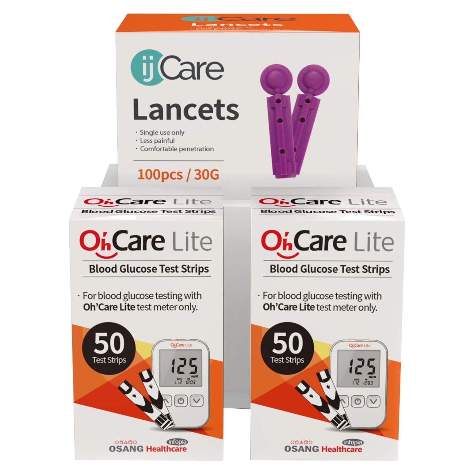 Monitor de Glucosa Oh'Care Lite - 100 Tiras + 100 Lancetas