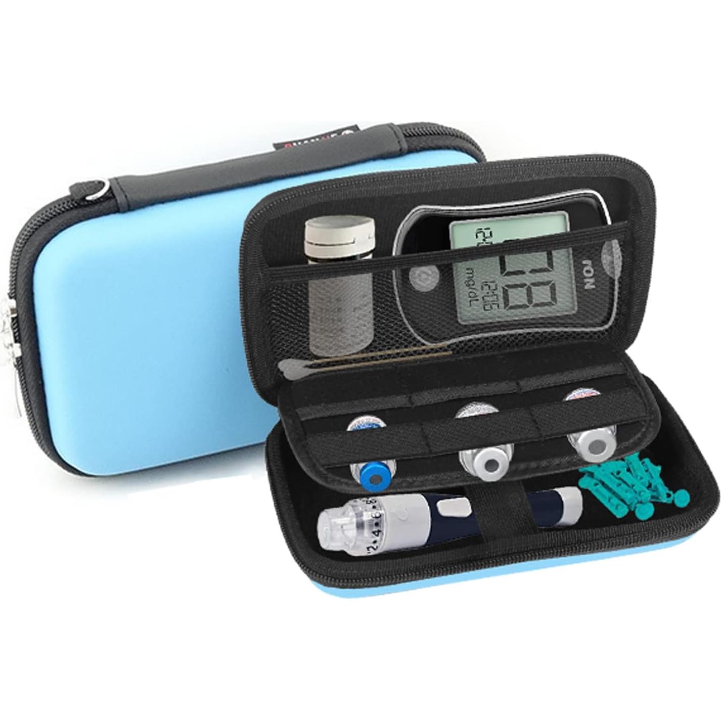 Estuche de viaje duro Cecety para suministros de diabetes Azul