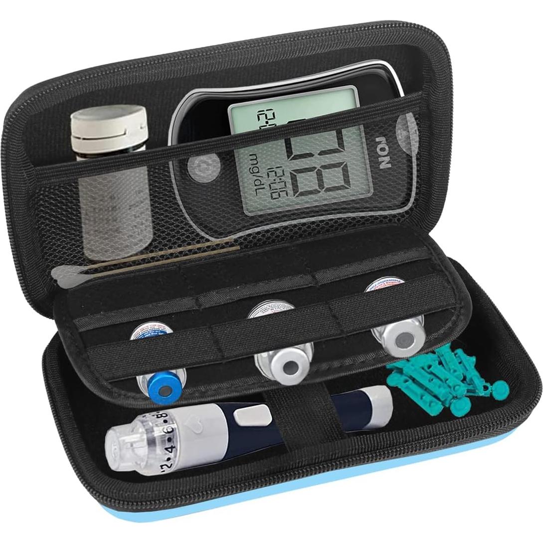 Estuche de viaje duro Cecety para suministros de diabetes Azul