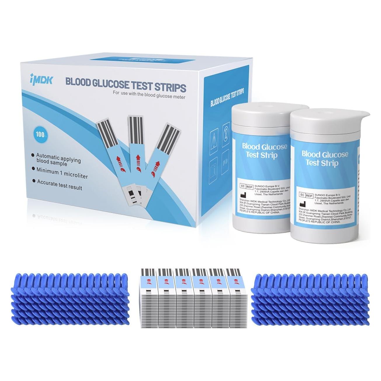 Tiras de Prueba de Glucosa IMDK GLU-T1 100 Unidades Sin Codificación