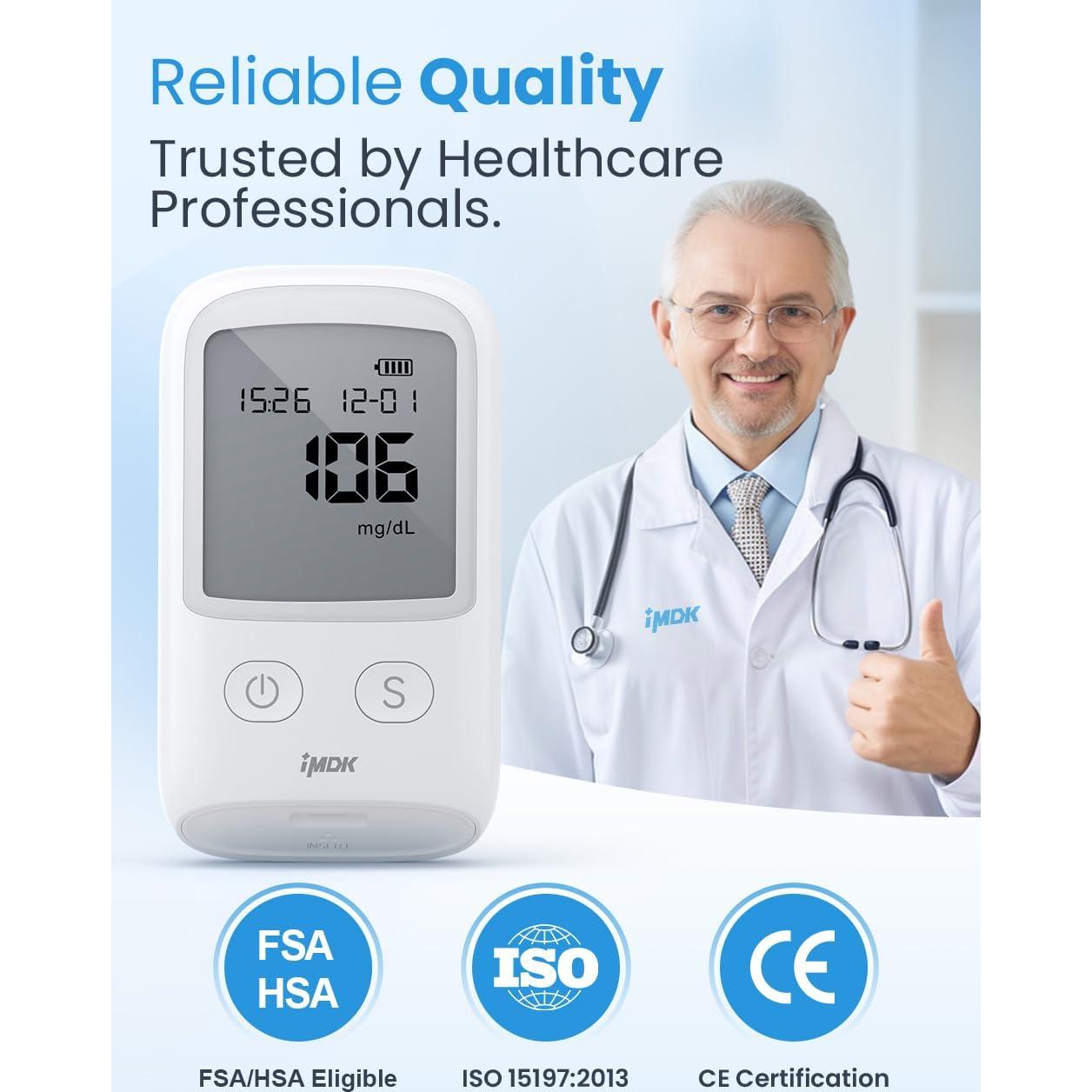 Tiras de Prueba de Glucosa IMDK GLU-T1 100 Unidades Sin Codificación