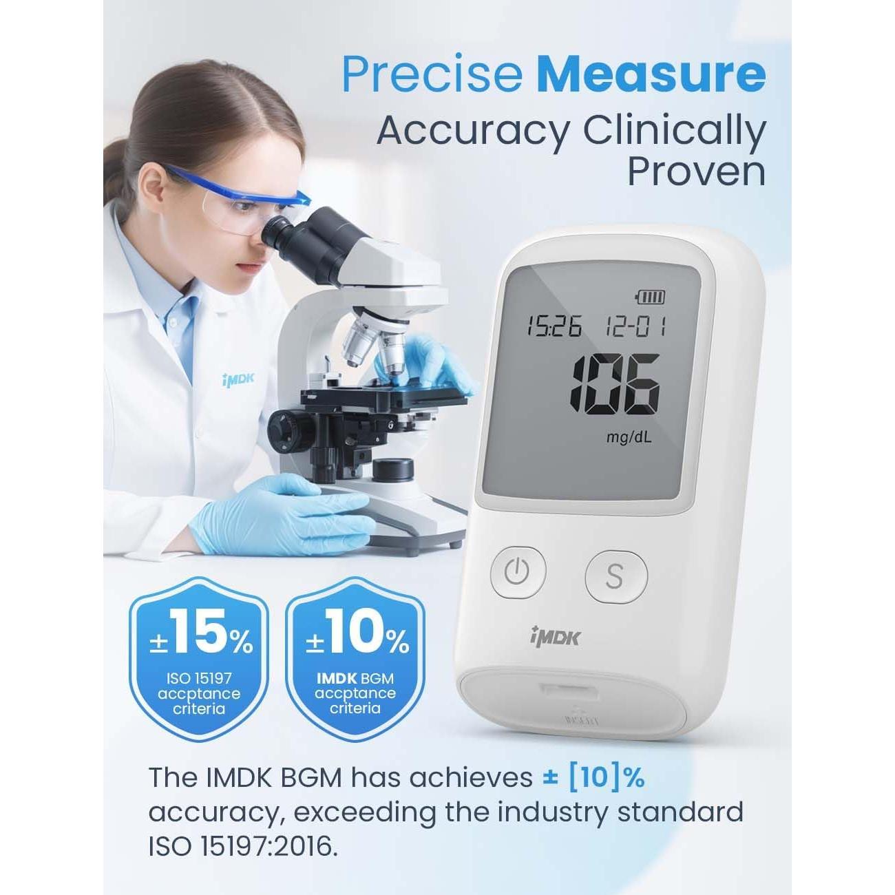 Tiras de Prueba de Glucosa IMDK GLU-T1 100 Unidades Sin Codificación