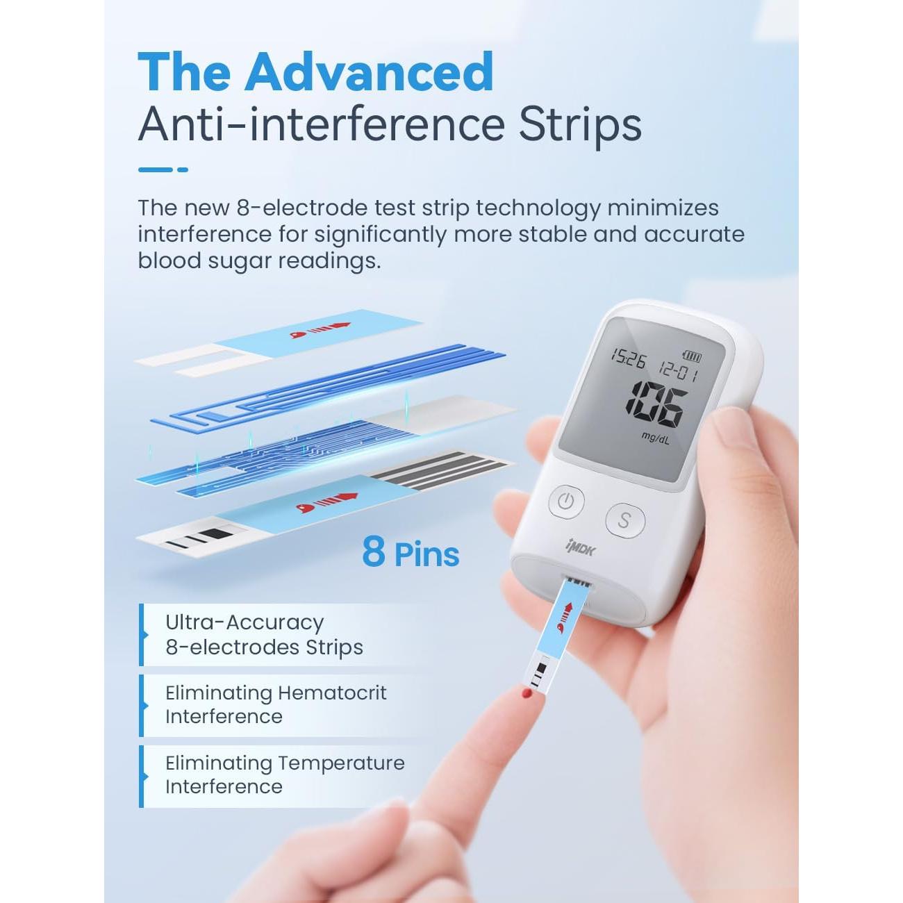 Tiras de Prueba de Glucosa IMDK GLU-T1 100 Unidades Sin Codificación