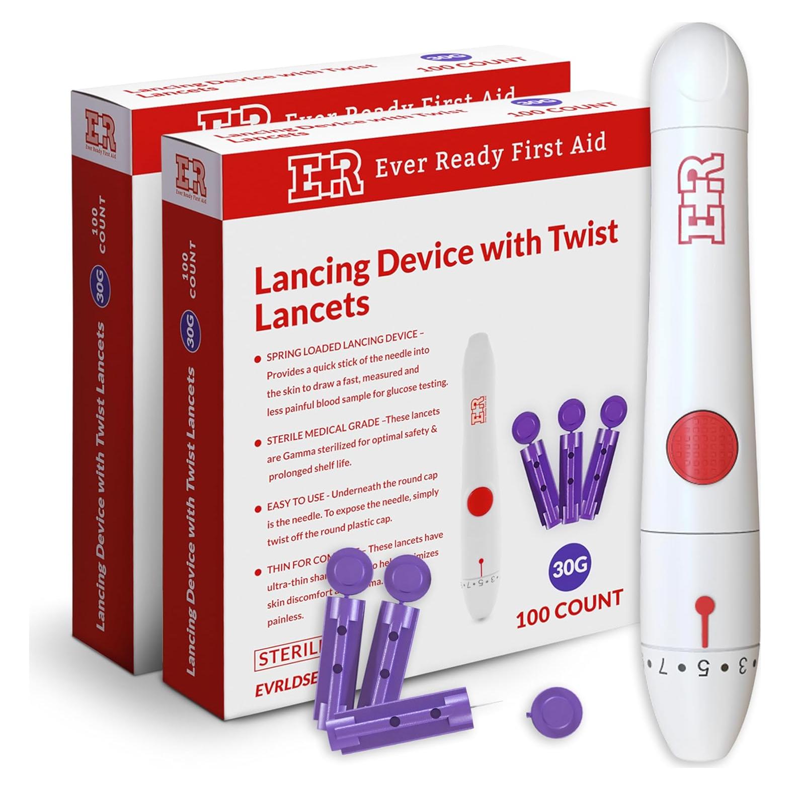 Dispositivo de Punción Ever Ready First Aid con 200 Lancetas