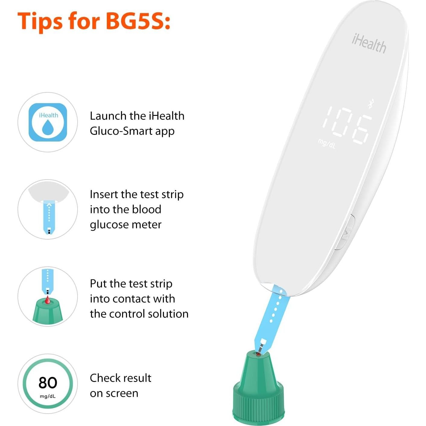 Solución de Control iHealth 4mL para Medidores de Glucosa BG5S100