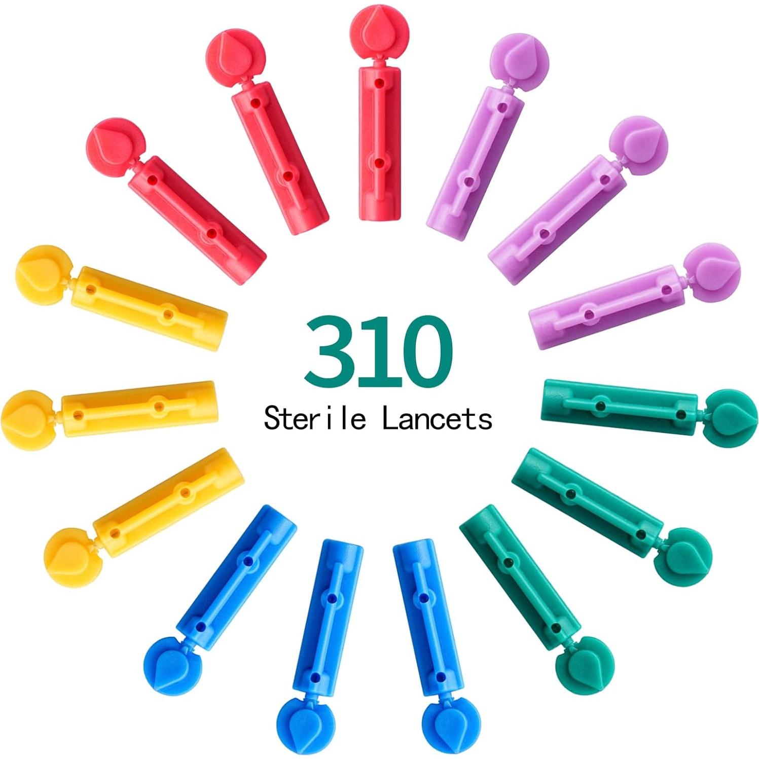 Lancetas Diabéticas CareLiving 28G - 310 Unidades Coloridas