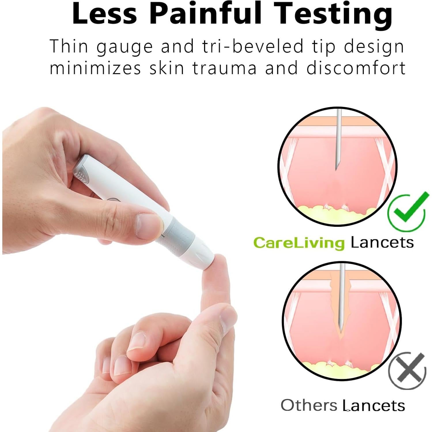 Lancetas Diabéticas CareLiving 28G - 310 Unidades Coloridas