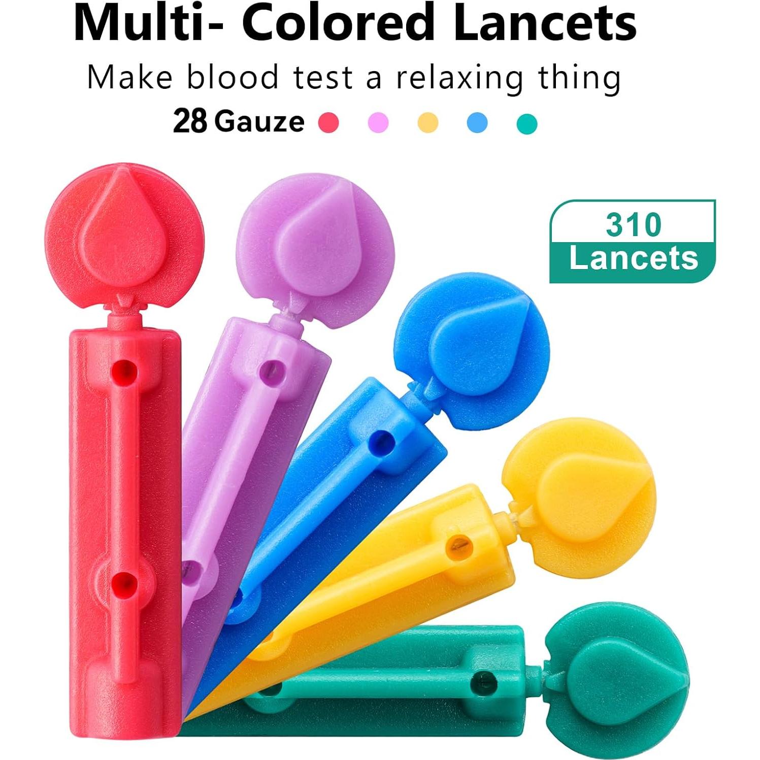 Lancetas Diabéticas CareLiving 28G - 310 Unidades Coloridas