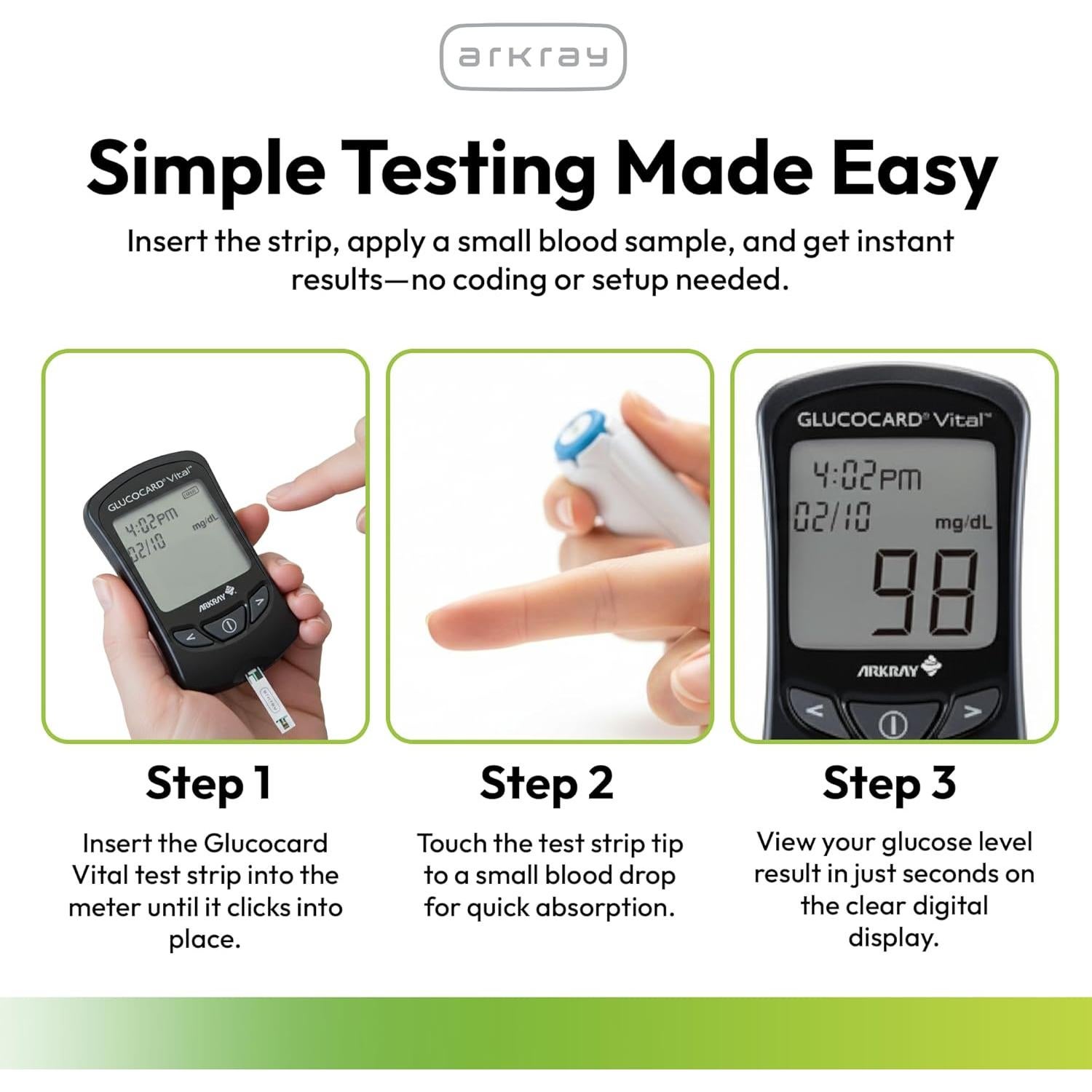 Tiras de Prueba de Glucosa ARKRAY GLUCOCARD Vital - 100 Unidades