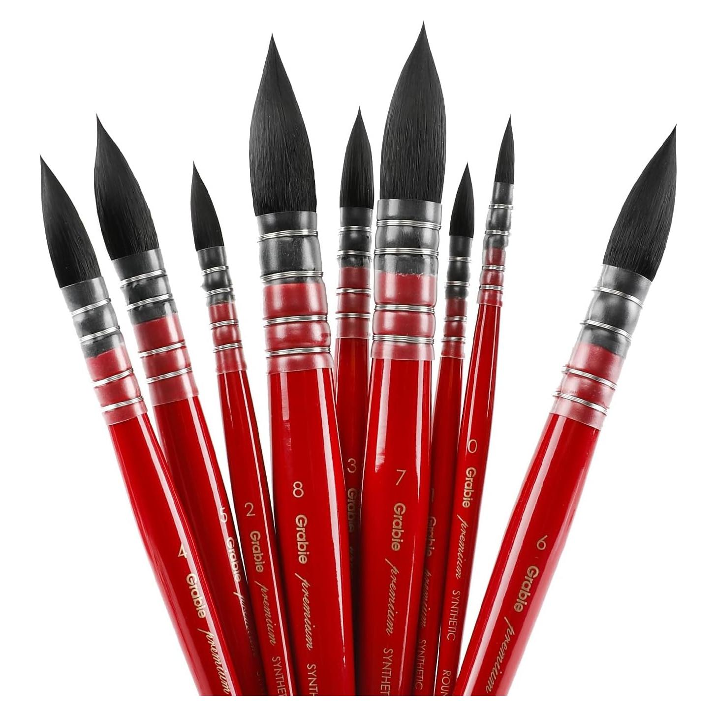 Set de Pinceles de Acuarela Grabie 9 Pcs Pelo Sintético