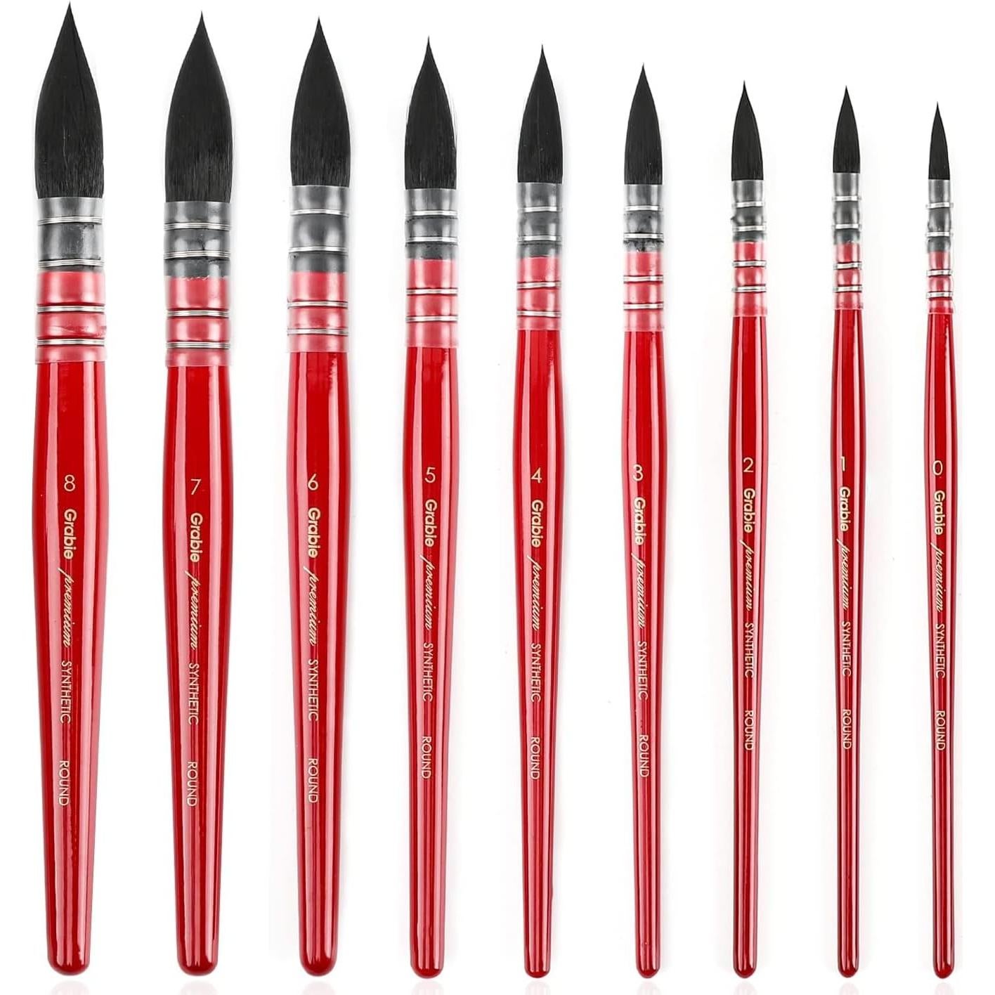 Set de Pinceles de Acuarela Grabie 9 Pcs Pelo Sintético