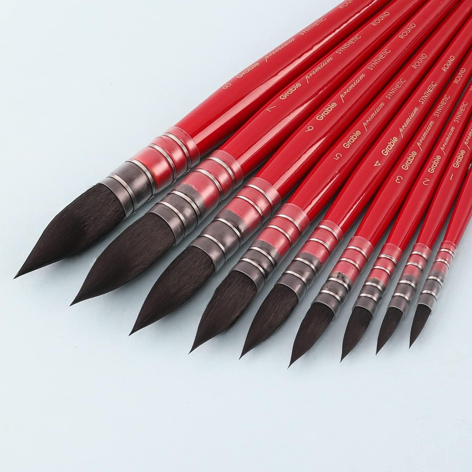 Set de Pinceles de Acuarela Grabie 9 Pcs Pelo Sintético