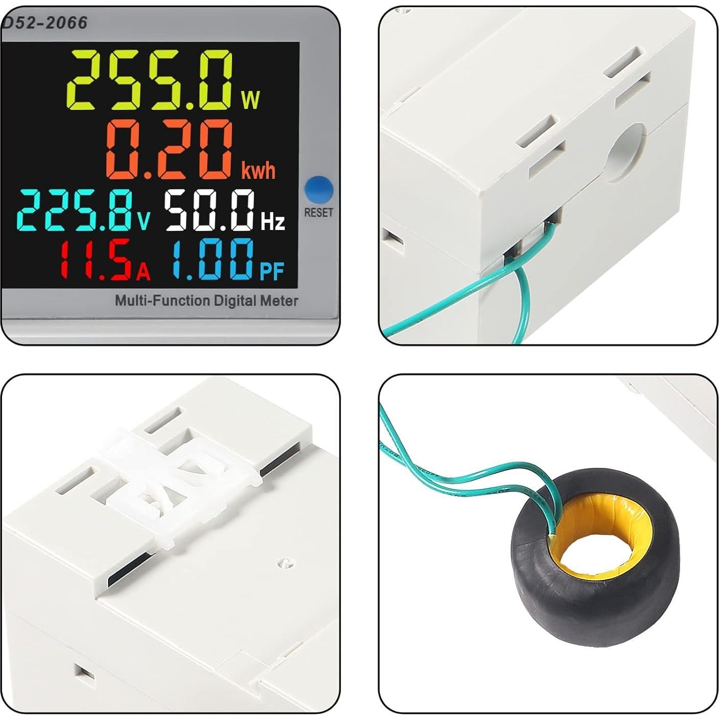 Medidor de energía AC DORHEA 40-300V 100A multímetro LCD