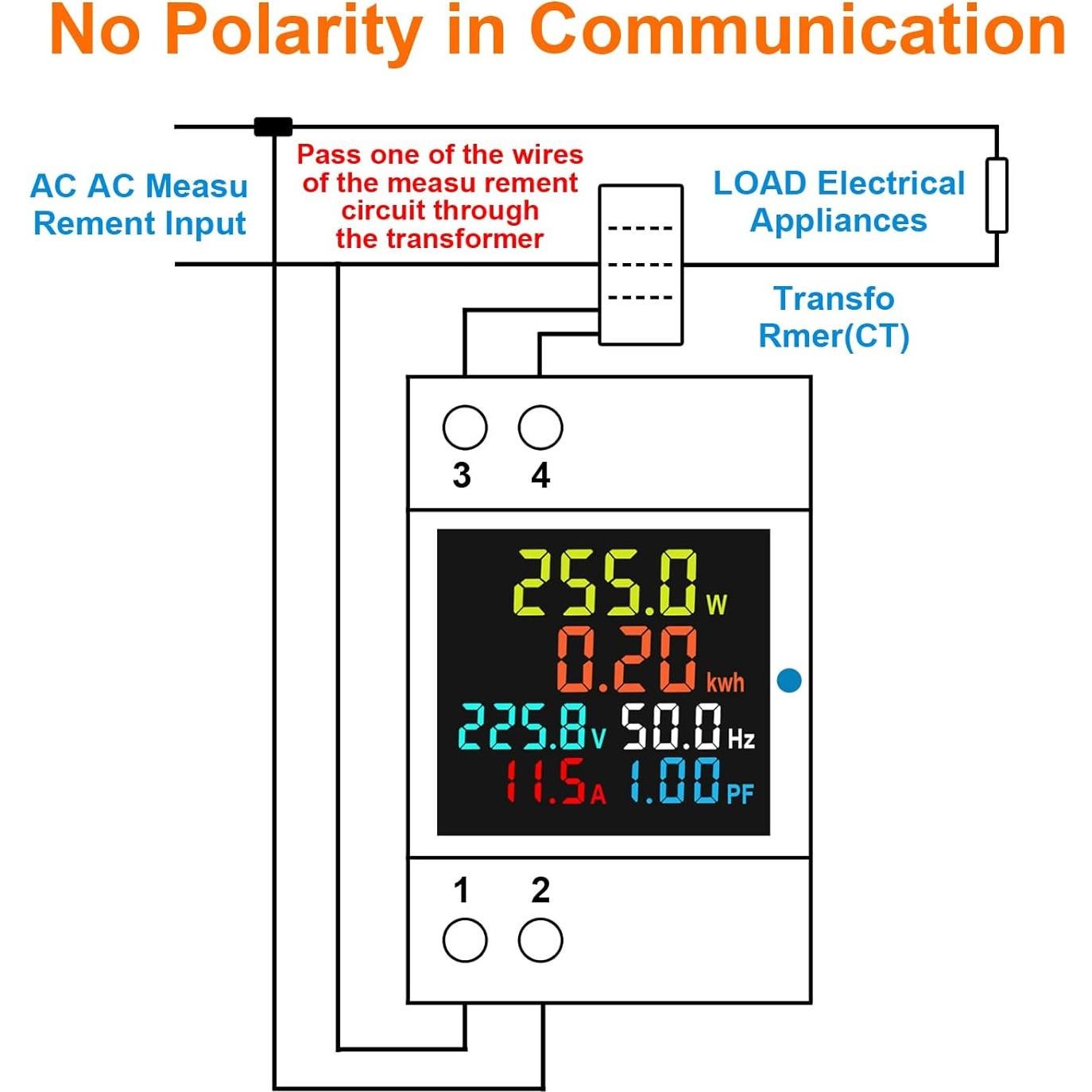 Medidor de energía AC DORHEA 40-300V 100A multímetro LCD