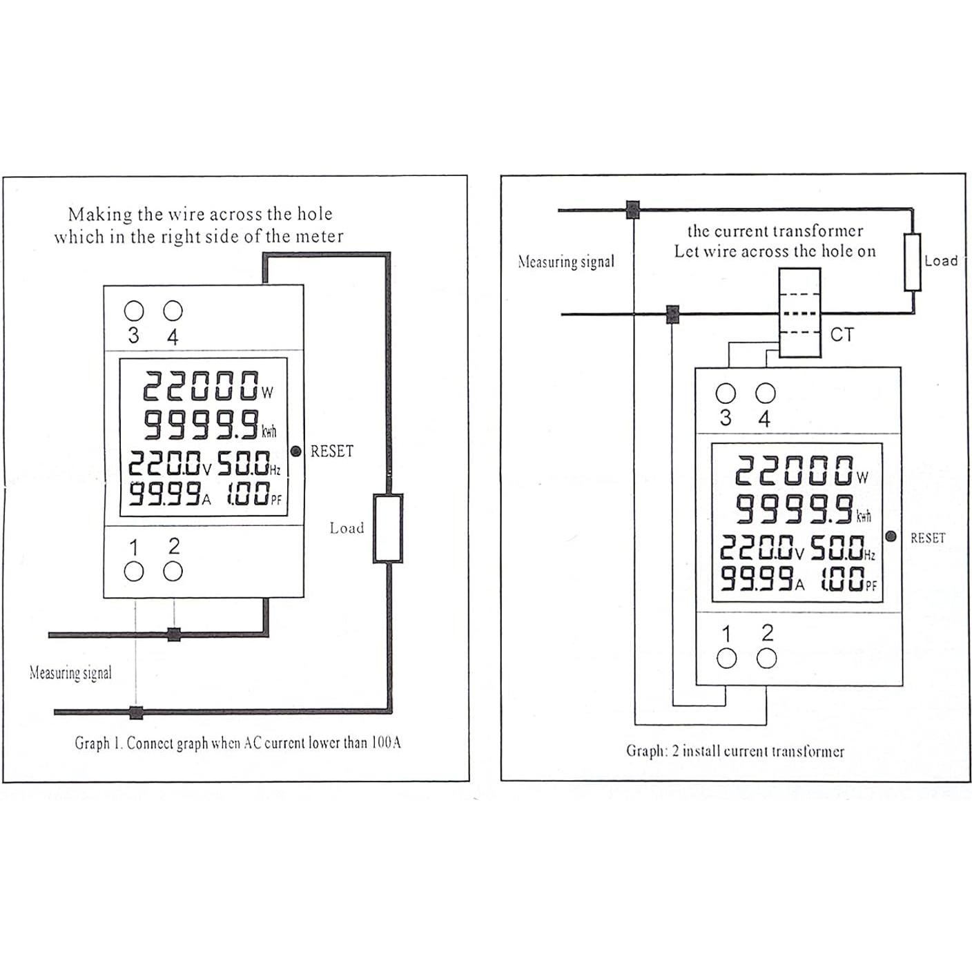 Medidor de energía AC DORHEA 40-300V 100A multímetro LCD