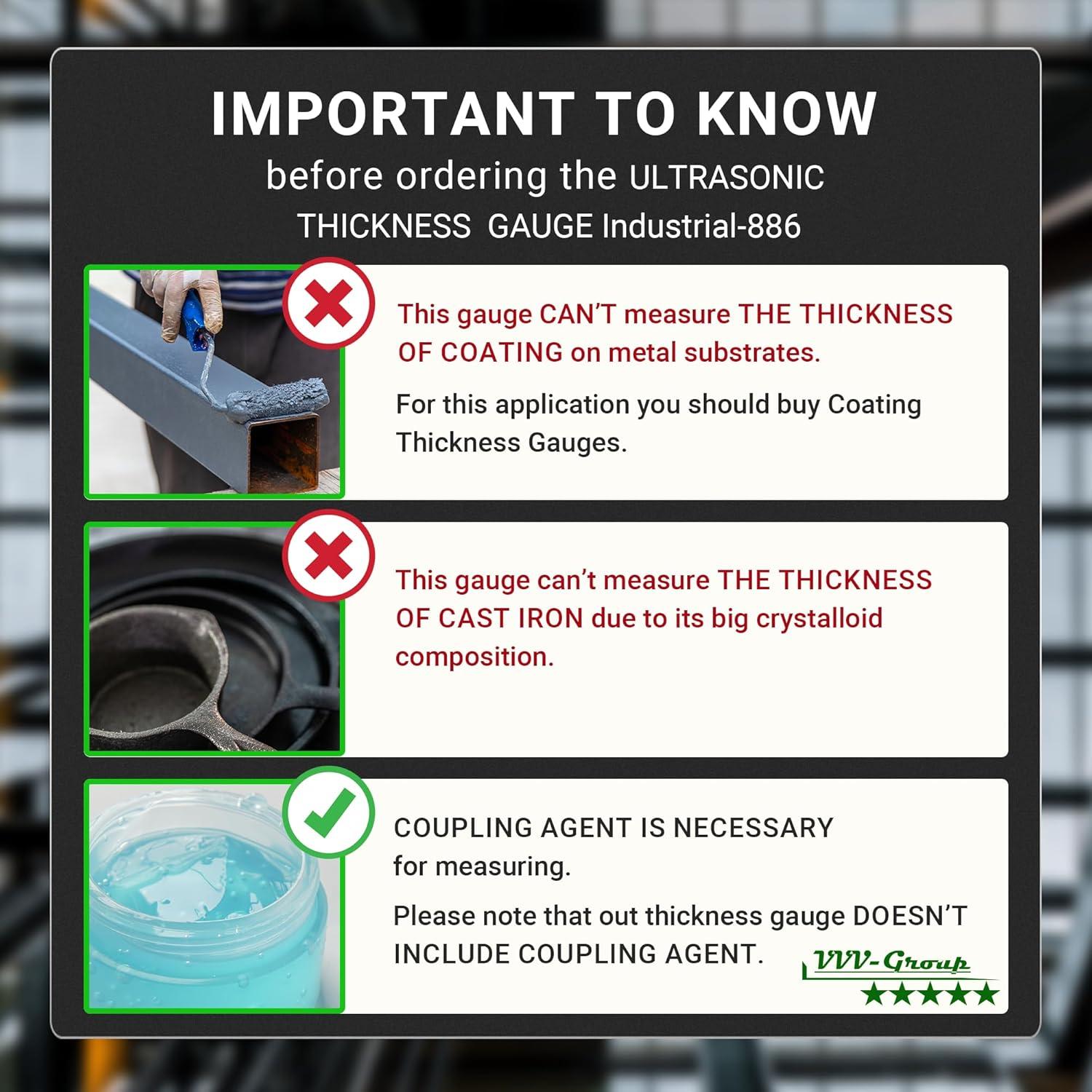 Medidor de Espesor Ultrasónico VVV-Group Industrial-886 1-400mm