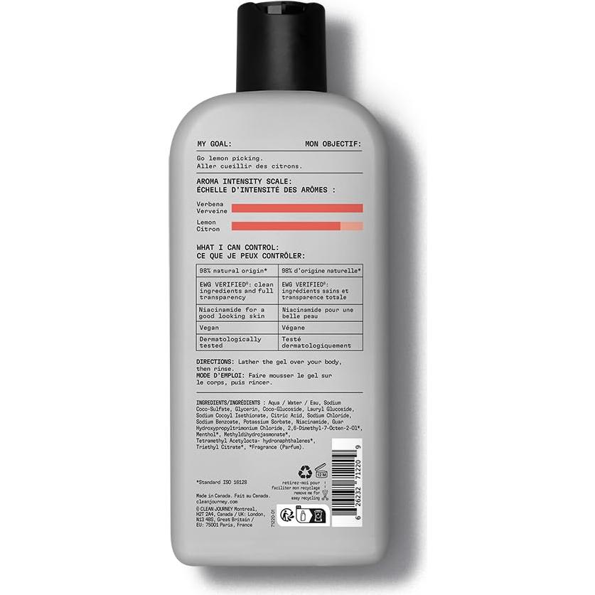 Gel de Ducha CleanJourney 354 ml Vegano Niacinamida Cítrico